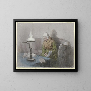 Angilbert Gbel - Alte Frau bei Lampenlicht.webp