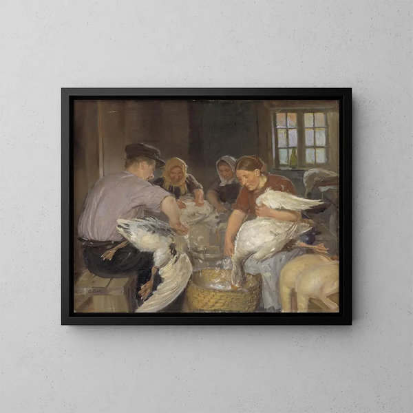 Uiveloiden ruokinta - Anna Ancher — kehystetty taideteos seinällä