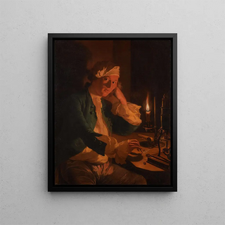 Anna Dorothea Therbusch - A Scientist Seated at a Desk by Candlelight.webp