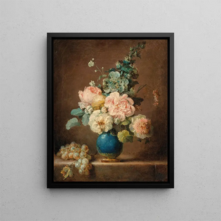 Anne VallayerCoster - Vase de fleurs et raisins poss sur un entablement.webp