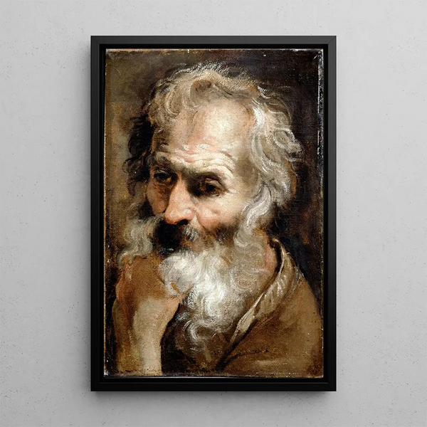 Vanhan miehen pää - Annibale Carracci — kehystetty taideteos seinällä