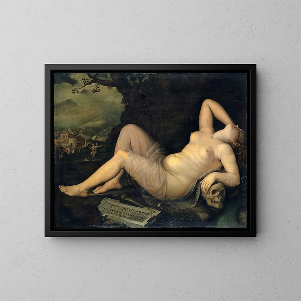 Nukkuminen, kuvan kuolemasta - Annibale Carracci — kehystetty taideteos seinällä