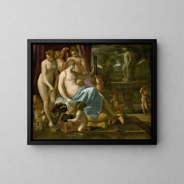 Venus koristeltuna kauneuden jumalattarien - Annibale Carracci — kehystetty taideteos seinällä