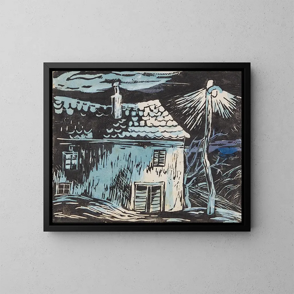 Maison la nuit - Anny Dollschein — kehystetty taideteos seinällä