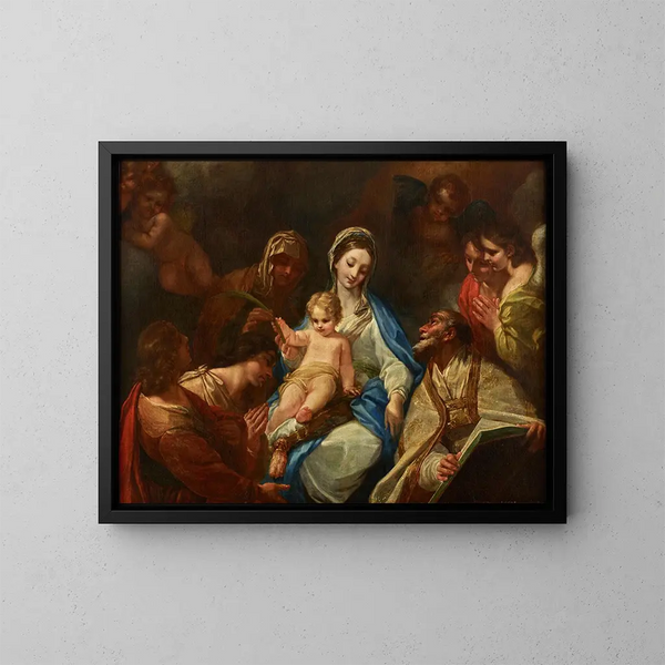 Madone avec l'Enfant, des Saints et des Anges - Anonyme — kehystetty taideteos seinällä
