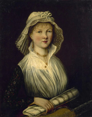 Anonymous - Portrait de femme tenant un rouleau de musique dite Mme Courcier.webp