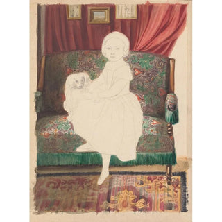 Anonymous - Portrait of a girl with a dog on a sofa.webp