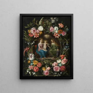 Anonymous - Saint Anne with the Virgin Mary and Child Jesus in a circle of flowers.webp