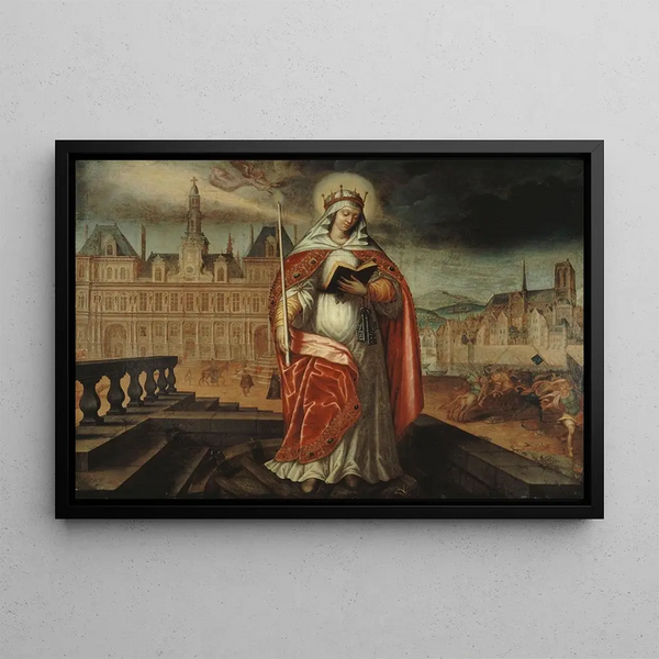 Anonymous - Sainte Genevive patronne de Paris devant lHtel de Ville droite les Huns repousss.webp