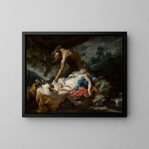 Satyre et nymphes - Anonyme — kehystetty taideteos seinällä