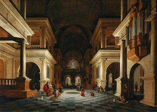Anthonie de Lorme - The interior of a church with elegant figures.webp
