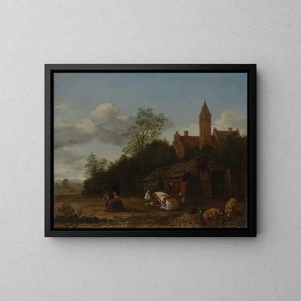 Scène de la ferme - Anthonie van Borssom — kehystetty taideteos seinällä