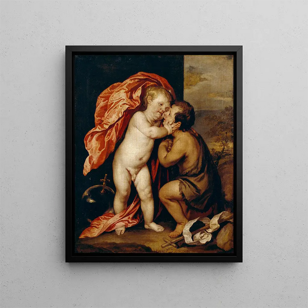 Lasten Jeesus ja Pyhä Johannes Kastaja - Antoine van Dyck — kehystetty taideteos seinällä