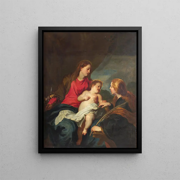 Pyhän Katariina Aleksandrian mystinen avioliitto - Antoine van Dyck — kehystetty taideteos seinällä