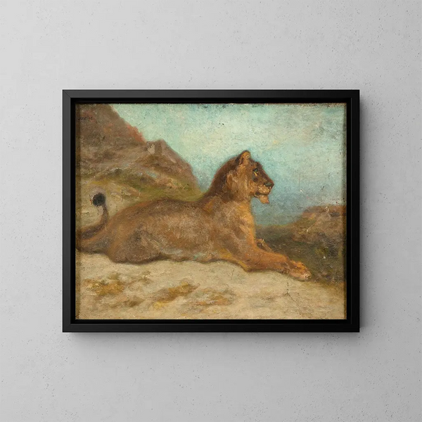 Une lionne - Antoine-Louis Barye — kehystetty taideteos seinällä