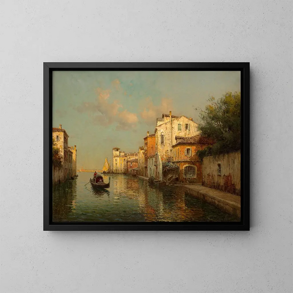 Canal à Venise - Antoine Bouvard — kehystetty taideteos seinällä