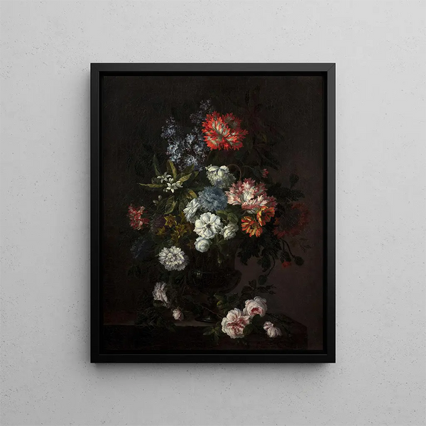 Antoine Monnoyer - Vase of flowers on a stone entablature.webp