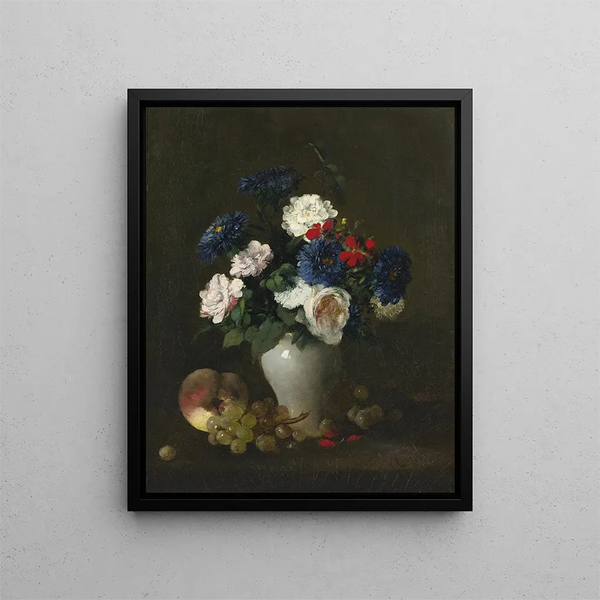 Antoine Vollon - Assorted Flowers in a Vase with Grapes and a Peach on a Table.webp