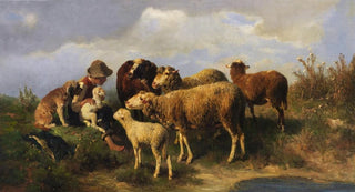 Anton Braith - Hirtenjunge mit Schafen.webp