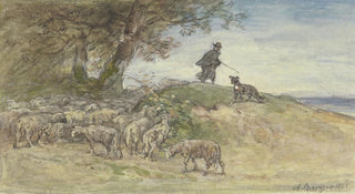 Anton Burger - Schafherde im Sturm unter einem Baum.webp