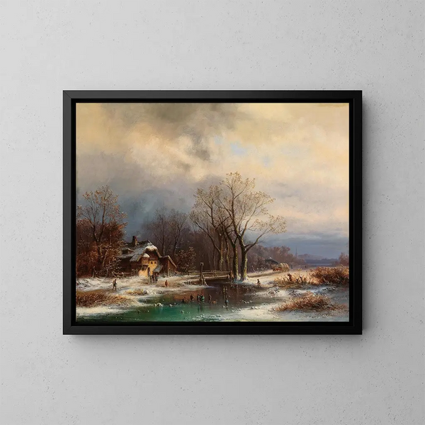 Un vaste paysage d'hiver - Anton Doll — kehystetty taideteos seinällä