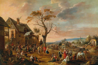 Anton Goubau - A village scene kermis with dancing peasants.webp
