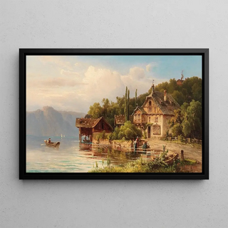 Anton Hugo Ullik - Washerwomen On The Lake Shore.webp