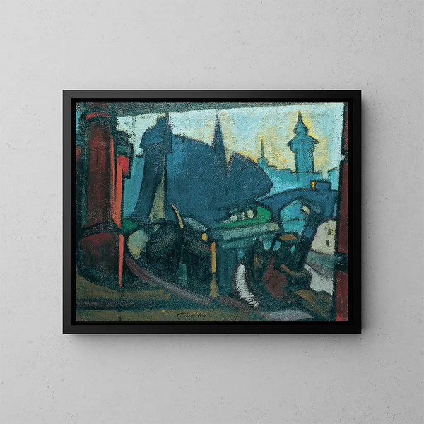 Canal au crépuscule Berlin - Anton Kerschbaumer — kehystetty taideteos seinällä