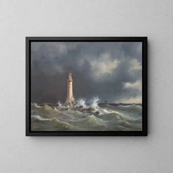 Phare d'Eddystone - Anton Melbye — kehystetty taideteos seinällä