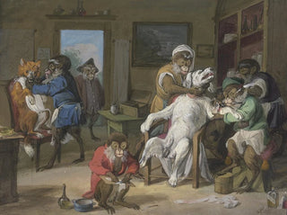 Anton Radl - Barbierstube Affen rasieren Hunde.webp