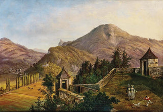 Anton Reiffenstuhl - Scene in Salzburg a view of Gaisberg Nockstein and Kapuzinerberg.webp