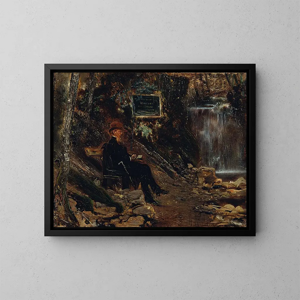L'écrivain Hermann Rollett au bord de la cascade - Anton Romako — kehystetty taideteos seinällä