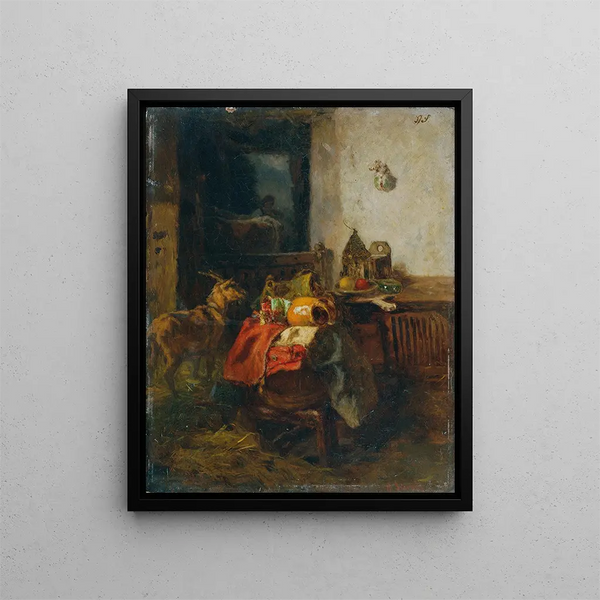 Anton Schrdl - Bauernzimmer mit einem Stillleben.webp