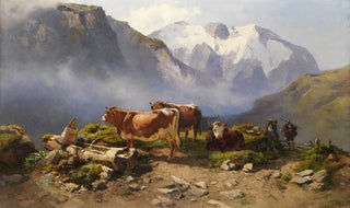 Anton Schrdl - Weidende Khe auf einer Alm.webp