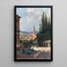 Florence-maalaus, näkymä Palazzo Vecchosta Bobolin puutarhoista - Antonietta Brandeis — kehystetty taideteos seinällä