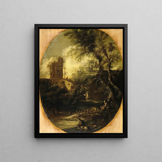 Antonio Francesco Peruzzini - Landscape with Hermit Pilgrim and Peasant Woman.webp