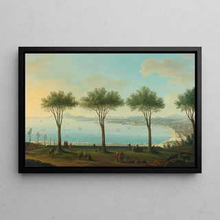 Antonio Joli - View Of The Bay Of Naples From The South Possibly Poggioreale Looking North With A King Of The Bourbon Family Possibly Ferdinand Iv In The Foreground.webp
