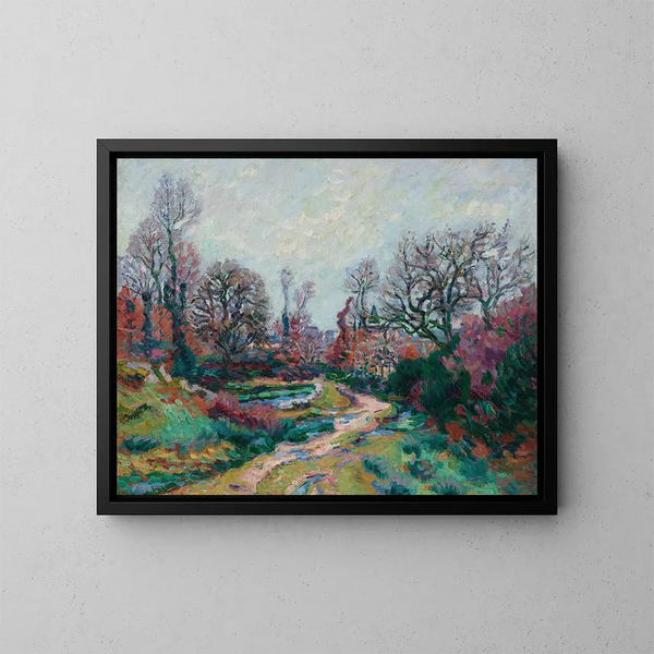 Juoksuhaudan polku sateen jälkeen - Armand Guillaumin — kehystetty taideteos seinällä