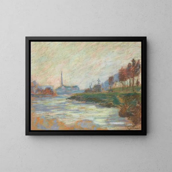 Marne ja Seine yhtymämaalaus Ranskassa - Armand Guillaumin — kehystetty taideteos seinällä