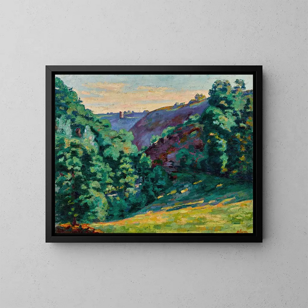 Le Ravin de la folie vu de Château Crozant - Armand Guillaumin — kehystetty taideteos seinällä