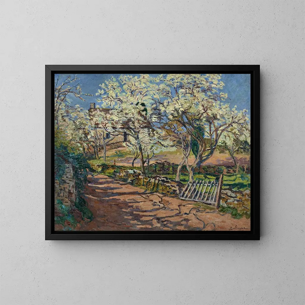 Kevätmaisema - Armand Guillaumin — kehystetty taideteos seinällä