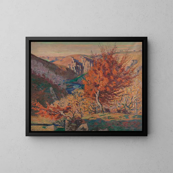 Vuoristomaisema Fileuse-kalliosta - Armand Guillaumin — kehystetty taideteos seinällä