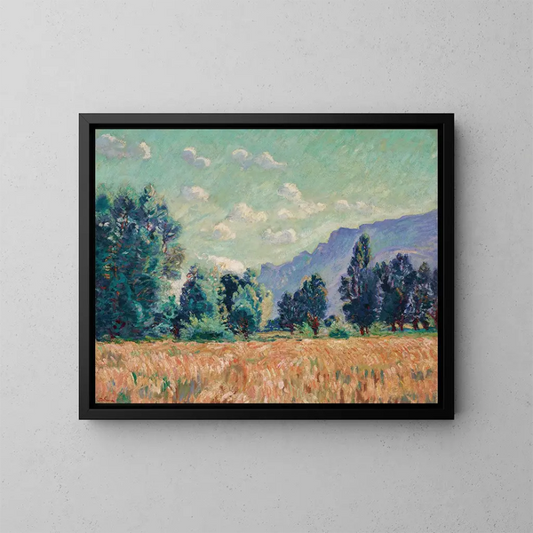 Pontcharra, Isère-laakso, taustalla Granier-vuori - Armand Guillaumin — kehystetty taideteos seinällä