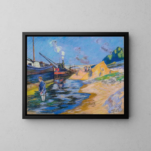 Quai de la Seine à Paris, la Sablire - Armand Guillaumin — kehystetty taideteos seinällä
