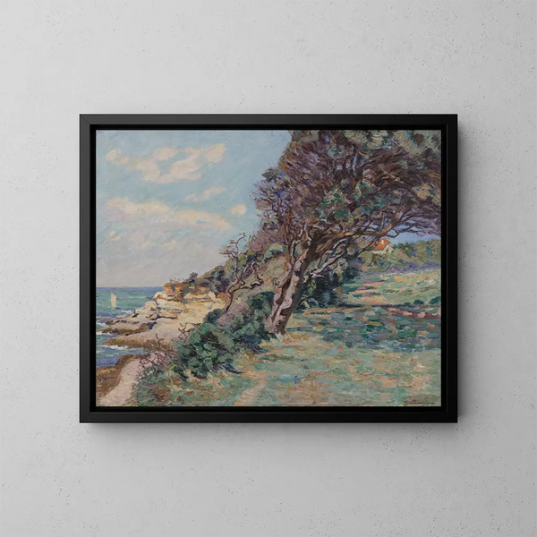 Saint-Palais, la Pointe de la Douane, elokuu 92, kello 10 aamulla - Armand Guillaumin — kehystetty taideteos seinällä