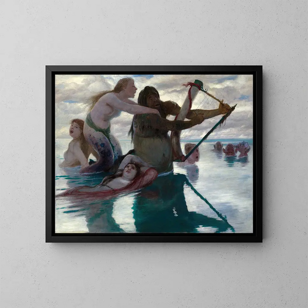 Meressä - Arnold Böcklin — kehystetty taideteos seinällä