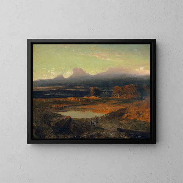 maisemasta auringonlaskussa 1849 - Arnold Böcklin — kehystetty taideteos seinällä