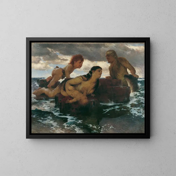 Meriai-idylli maalaus - Arnold Böcklin — kehystetty taideteos seinällä