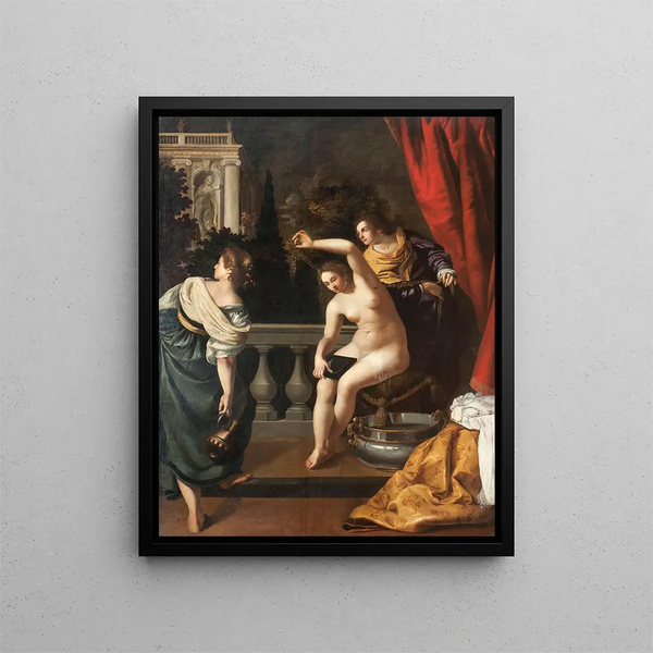 Bethsabée kylvyssä - Artemisia Gentileschi — kehystetty taideteos seinällä