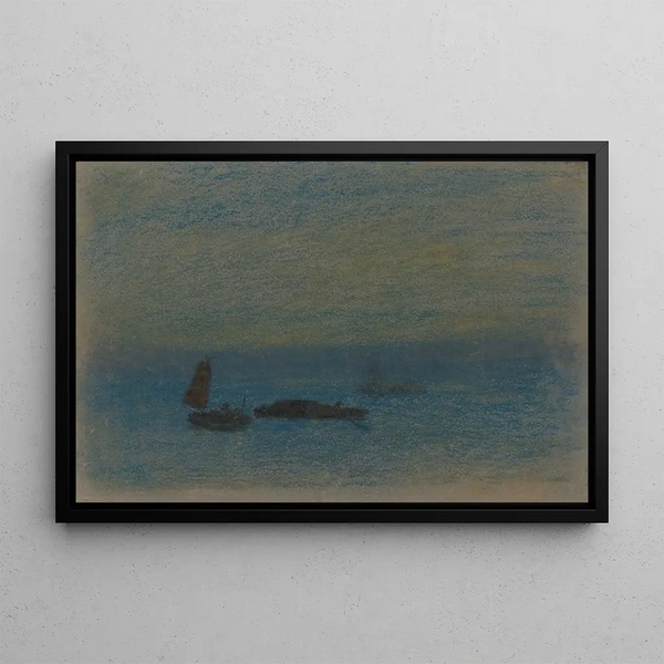 Bateaux la nuit - Arthur Bowen Davies — kehystetty taideteos seinällä